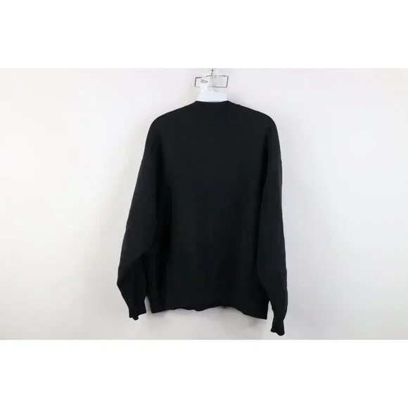 Vintage 90s Streetwear Mens XL Distressed Blank Crewneck Sweatshirt Black USA - Picture 10 of 12